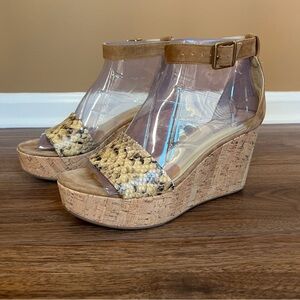 ‘275 Central’ Snakeskin Cork Platform Wedge Sandals